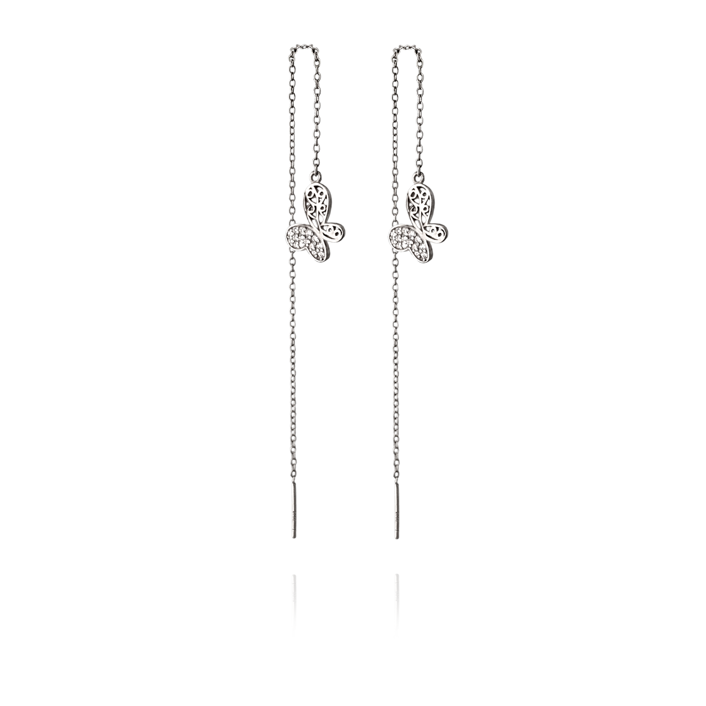 Long Butterfly Earrings – Sterling Silver