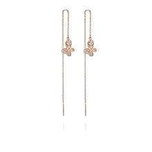 Load image into Gallery viewer, Long Butterfly Earrings – Rose Gold / Sterling Silver
